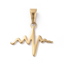 Golden 304 Stainless Steel Pendants, for Valentine's Day, Heartbeat, Golden, 20x24x1mm, Hole: 7.5x3mm