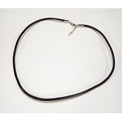 Black Leather Necklace Making, with Iron Lobster Claw Clasps, Black, 18.5 inchx2mm