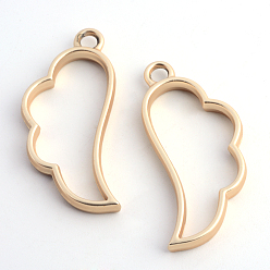 Matte Gold Color Rack Plating Alloy Wing Open Back Bezel Pendants, For DIY UV Resin, Epoxy Resin, Pressed Flower Jewelry, Hollow, Cadmium Free & Nickel Free & Lead Free, Matte Gold Color, 36x17x3.5mm, Hole: 3mm