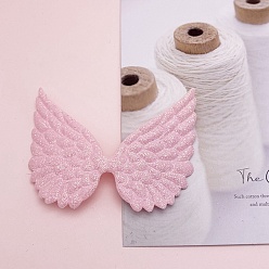 Pink Ailes de gaufrage en tissu, avec de la poudre de paillettes, décorer les accessoires, rose, 65x88mm