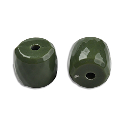 Dark Olive Green Opaque Acrylic Beads, Faceted, Barrel, Dark Olive Green, 13x13mm, Hole: 2.7~2.8mm, about 290pcs/500g