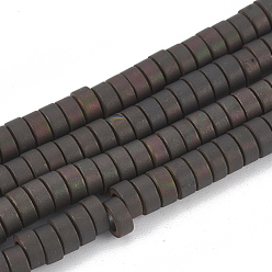 Gunmetal Plateado Electroplate no magnéticas de hematita sintética hebras de cuentas, estilo mate, buñuelo, gunmetal chapado, 4x2 mm, agujero: 2.5 mm, sobre 200 unidades / cadena, 15.7 pulgada