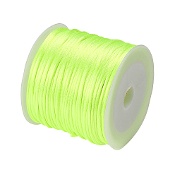 Green Yellow Nylon Cord, Satin Rattail Cord, for Beading Jewelry Making, Chinese Knotting, Green Yellow, 1mm, about 32.8 yards(30m)/roll