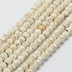 Magnésite Brins de perles de magnésite synthétique, ronde, 4mm, Trou: 1mm, Environ 100 pcs/chapelet, 14 pouce