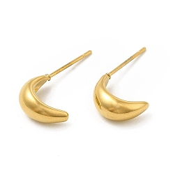Golden 304 Stainless Steel Stud Earing for Women Men, Moon, Golden, 10x5mm, Pin: 0.6mm