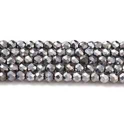 Plaqué Argent Perles en verre electroplate, plein plaqué, ronde à facettes, Plaqué Argent, 2mm, Trou: 0.7mm, Environ 184~187 pcs/chapelet, 14.45'' (36.7 cm)