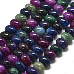 Color mezclado Ágata natural de hebras, teñido y climatizada, piedra de huevo, color mezclado, 12x15~16 mm, agujero: 1 mm, sobre 32 unidades / cadena, 15.15 pulgada (38.5 cm)