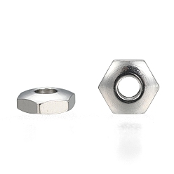 Stainless Steel Color 304 Stainless Steel Spacer Beads, Hexagon, Stainless Steel Color, 5x5.7x2mm, Hole: 1.8mm