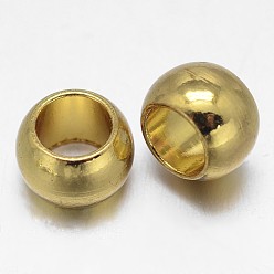 Golden Rondelle Brass Beads, Golden, 6x4mm, Hole: 4mm