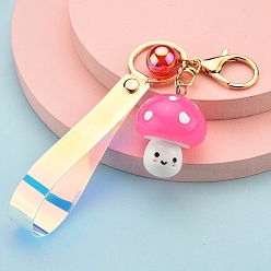 Hot Pink Luminous Acrylic Mushroom Keychain, Glow in the Dark Jewelry, Hot Pink, 16.5cm
