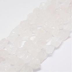 Quartz Crystal Raw Rough Natural Quartz Crystal Beads Strands, Rock Crystal, Nuggets, 15~20x14~18x10~14mm, Hole: 1mm, about 25pcs/strand, 14.9 inch(38cm)