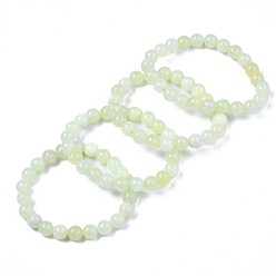 Jade Nouveaux bracelets extensibles naturels en perles de jade, ronde, 2-1/8 pouces (55 mm), perle: 8~9 mm