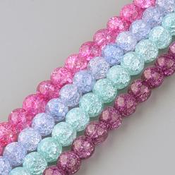 Mixed Color Synthetic Crackle Quartz Beads Strands, Round, Dyed, Mixed Color, 10mm, Hole: 1mm, about 40pcs/strand, 15.7 inch