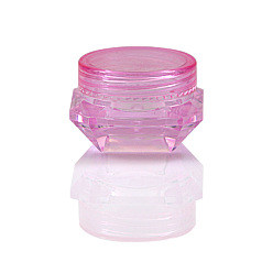 Pearl Pink Transparent Plastic Empty Portable Facial Cream Jar, Tiny Makeup Sample Containers, with Screw Lid, Diamond Shape, Pearl Pink, 3.3x2.1cm, Capacity: 5g