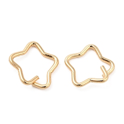 Real 18K Gold Plated Brass Open Linking Rings, Star Rings, Real 18K Gold Plated, 24 Gauge, 8x8x0.5mm, Inner Diameter: 6mm