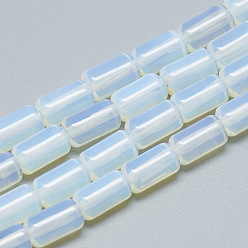 Opalite Filamentos de cuentas de vidrio de opalita, columna, 10~11x6 mm, agujero: 1 mm, sobre 40 unidades / cadena, 15.7 pulgada