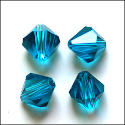 Deep Sky Blue Imitation Austrian Crystal Beads, Grade AAA, Faceted, Bicone, Deep Sky Blue, 4.55x5mm, Hole: 0.7~0.9mm