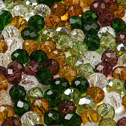 Gris Oliva Perlas de vidrio, facetados, Rondana plana, verde oliva, 4x3 mm, agujero: 0.4 mm, Sobre 820 unidades / 60 g