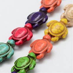 Colorful Synthetic Magnesite Bead Strands, Dyed, Tortoise, Colorful, 18.5x15x7.5mm, Hole: 1mm, about 23pcs/strand, about 15 inch