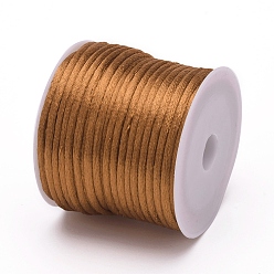 Chocolate Nylon Cord, Satin Rattail Cord, for Beading Jewelry Making, Chinese Knotting, Chocolate, 2mm, about 10.93 yards(10m)/roll