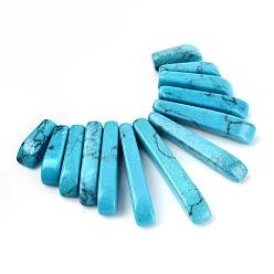 Synthetic Turquoise Synthetic Turquoise Pendants Sets, Graduated Fan Pendants, Focal Beads, Rectangle, 11~30x4~5x4mm, Hole: 1mm, 13pcs/set