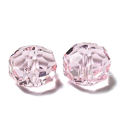 Розовый Прозрачные стеклянные бусины, граненые, рондель, светло-розовый, 8x5 мм, отверстие : 1.2 мм