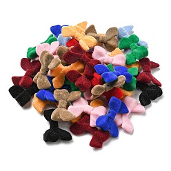 Mixed Color Flocky Acrylic Beads, Bowknot, Mixed Color, 24x34x8mm, Hole: 2mm