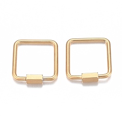 Golden 304 Stainless Steel Screw Carabiner Lock Charms, for Necklaces Making, Square, Golden, 20x21.2x1.8mm, screw: 7x4mm