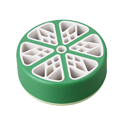 Verde Organizador de escritorio multifuncional de plástico y silicona., Tijeras redondas y planas, soporte para almacenamiento de costura, descosedor, verde, 15.6x5.6 cm