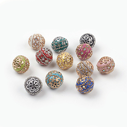 Couleur Mélangete Perles Indonésiennes manuelles, avec les accessoires en métal, ronde, couleur mixte, 19.5x19mm, Trou: 1mm
