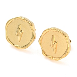 Real 18K Gold Plated 304 Stainless Steel Stud Earrings, Lightning Bolt, Real 18K Gold Plated, 13x12.5mm