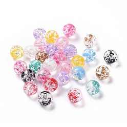 Mixed Color Transparent Acrylic Beads, Polka Dot Pattern, Round, Mixed Color, 16x15mm, Hole: 2.5mm