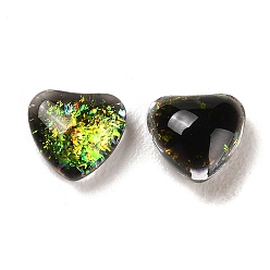 Black Resin Imitation Opal Cabochons, Heart, Black, 5.5x6x3mm
