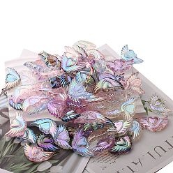 Color mezclado Cuentas de ala de corazón de acrílico transparente, material de cuentas de joyería diy, color mezclado, 37x20x8 mm