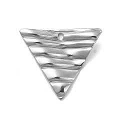 Stainless Steel Color 201 Stainless Steel Pendants, Triangle Charm, Stainless Steel Color, 17x19x1.5mm, Hole: 1.2mm