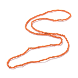Orange Waist Beads, Candy Color Glass Seed Beads Stretch Body Chain, Sunmmer Jewelry for Women, Orange, 31-1/2~31-7/8 inch(80~81cm)
