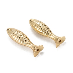 Real 18K Gold Plated Brass Beads, Long-Lasting Plated, Lead Free & Nickel Free & Cadmium Free, Fish, Real 18K Gold Plated, 21x6.5x5mm, Hole: 1mm