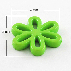 Lawn Green Opaque Acrylic Beads, Flower, Lawn Green, 31x28x4.5mm, Hole: 1.5mm, about 239pcs/500g