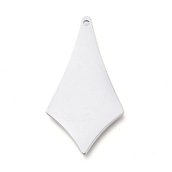 Stainless Steel Color 304 Stainless Steel Pendants, Manual Polishing, Stamping Blank Tag, Laser Cut, Kite, Stainless Steel Color, 28.5x15x0.8mm, Hole: 1.2mm