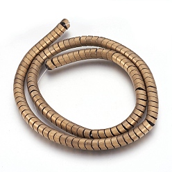Antique Bronze Plated Electroplate Non-magnetic Synthetic Hematite Bead Strands, Frosted, Wave Column, Antique Bronze Plated, 6x4mm, Hole: 1mm, about 126~133pcs/strand, 15.3 inch~15.7 inch(39~40cm)
