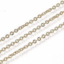 Golden Ion Plating(IP) 304 Stainless Steel Cable Chains, with Spool, Soldered, Textured, Golden, Link: 2.6x2.3x0.4mm, about 32.8 Feet(10m)/roll