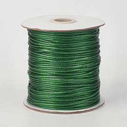Vert Foncé Cordon en polyester ciré coréen écologique, vert foncé, 3mm, environ 41.01~41.56 yards (37.5~38m)/rouleau