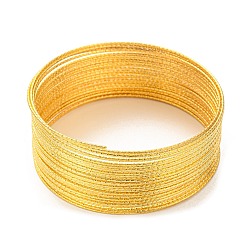 Doré  Fil de fer, rond texturé, pour la fabrication de bracelets, or, 1.4mm, diamètre intérieur: 77.5 mm