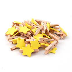 Желтый Идеи поделок из дерева своими руками украшения для фото на вечеринку, звезда деревянные прищепки открытка бирка заметка прищепки зажимы, желтые, 30x20 мм
