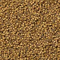 Gold Cylinder Seed Beads, Frosted Colors, Uniform Size, Gold, 2x1.3~1.5mm, Hole: 0.8~1mm, about 40000pcs/bag, 450g/bag