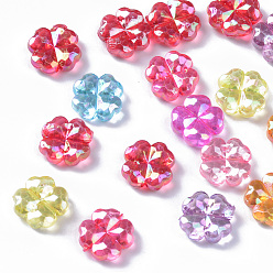 Mixed Color Transparent Acrylic Beads, AB Color Plated, Faceted Clover, Mixed Color, 11.5x11.5x4.5mm, Hole: 1.5mm, about 1660pcs/500g