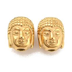 Oro Perlas de acero inoxidable con revestimiento de iones (ip), Buda, dorado, 10.5x8x8 mm, agujero: 2 mm
