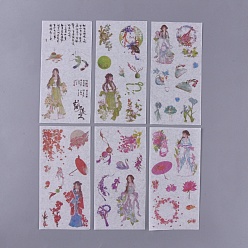 Mixed Color Cute Girl Theme Scrapbooking Stickers, Self Adhesive, for Diary, Album, Notebook, DIY Arts and Crafts, Calendars, Mixed Color, 16.1x8x0.01cm, 6sheets/set