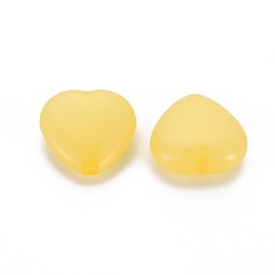 Or Perles acryliques transparentes, teint, cœur, or, 13.5x14x6mm, Trou: 1.5mm, environ775 pcs / 500 g