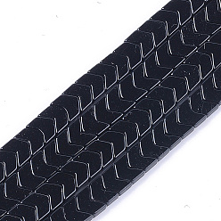 Black Spray Painted Non-magnetic Synthetic Hematite Beads Strands, Arrow/Chevron, Black, 5.5x6x2mm, Hole: 0.7mm, about 107pcs/strand, 16.1 inch